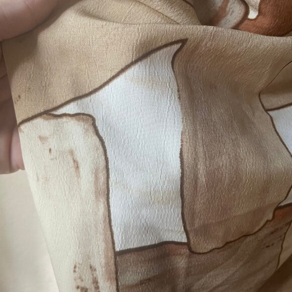 Strappy Asymmetrical Cowl Neck Mini Dress | Brown Tan Cream | XS - Picture 6 of 8